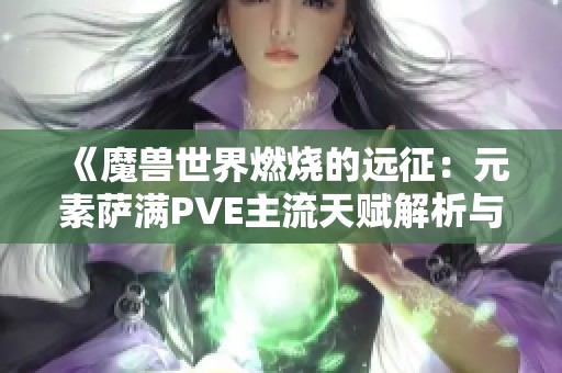 《魔兽世界燃烧的远征：元素萨满PVE主流天赋解析与大漩运用》