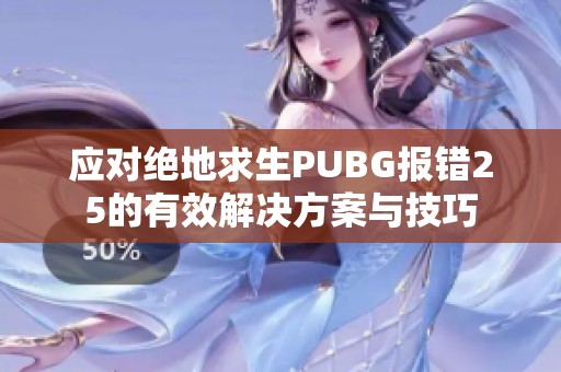 应对绝地求生PUBG报错25的有效解决方案与技巧