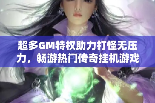 超多GM特权助力打怪无压力，畅游热门传奇挂机游戏体验