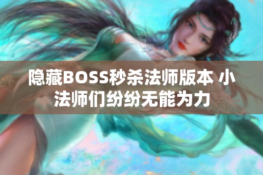 隐藏BOSS秒杀法师版本 小法师们纷纷无能为力