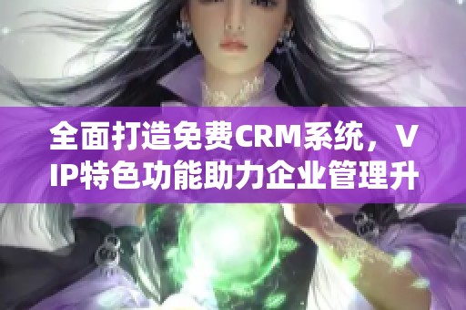 全面打造免费CRM系统，VIP特色功能助力企业管理升级