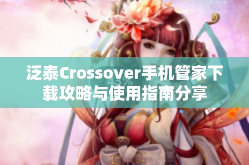 泛泰Crossover手机管家下载攻略与使用指南分享