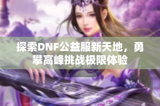 探索DNF公益服新天地，勇攀高峰挑战极限体验